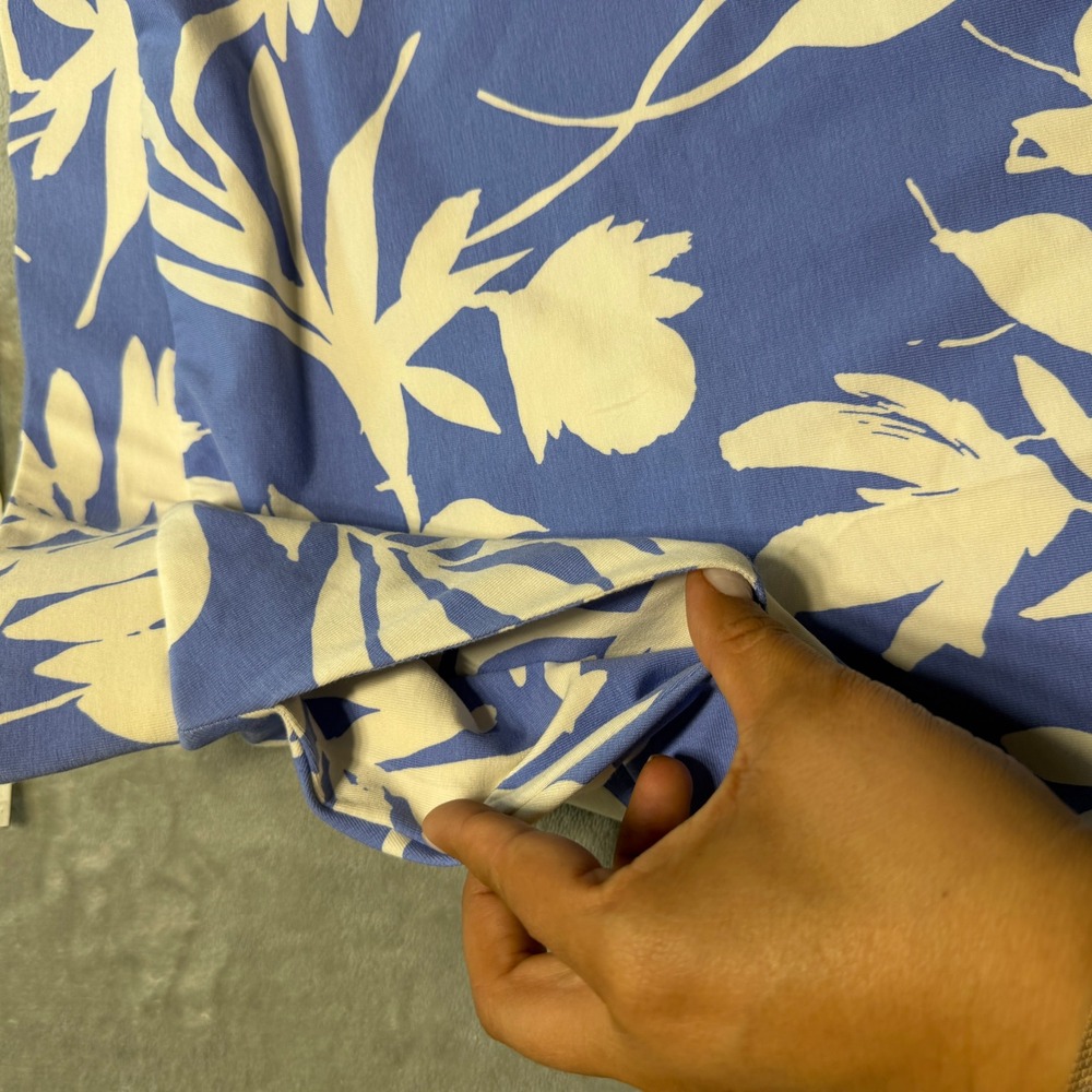 Pact Organic Cotton Floral Midi Skirt Blue Cream Tropical Pockets Size M - Picture 9 of 11